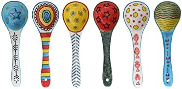 heart & home Ceramic Spoons Set of 6, Soup Spoons, Ceramic Spoons for Soup, 6-1/2" L, Multicolor