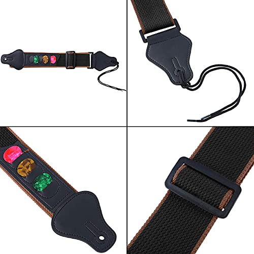 Sangle de guitare, Coton Sangle de guitare ajustable, Guitare Électrique Bandoulière avec 3 Porte-médiators, Noir - Les Beatles, Paul McCartney, John Lennon, RIngo Starr, George Harrison Sangle de guitare, Coton Sangle de guitare ajustable, Guitare Électrique Bandoulière avec 3 Porte-médiators, Noir – Image 5