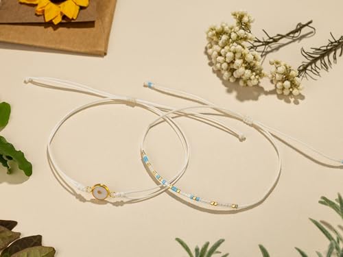 RareLove 2pcs Mustard Seed Jewelry-God is Within Her She Will Not Fall Morse Code Beaded Bracelets Christian Jewelry Prayer Bracelet for Women-Blue White Golden Pony Beads4