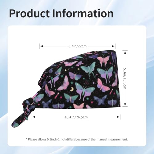 Image of Working Cap Scrub Cap with Sweatband Adjustable Unisex Tie Back Hat for Cleaning Farm Nursing