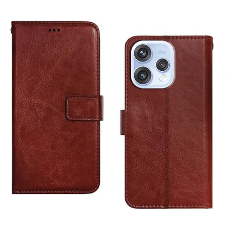 Image of amazon basics Oppo Reno 15 5G Flip Cover | Card Pockets Wallet & Stand | Flip Cover for Oppo Reno 15 5G (Brown)