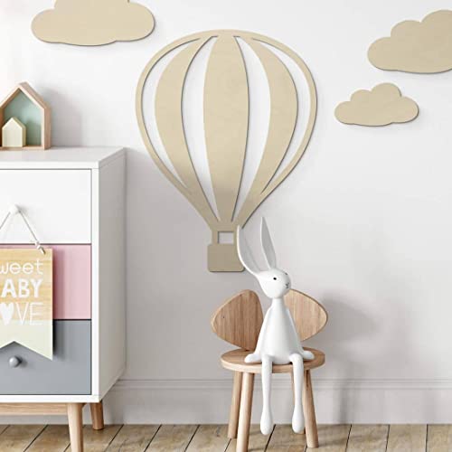 K&L Wall Art Ballon à air chaud pour chambre d'enfant - Décoration murale en bois - Décoration moderne - Motif : peuplier, 10 x 13 cm Cover