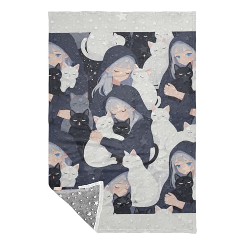 Couverture douce de salon plaid motif chat jeté de canapé microfibre - 3