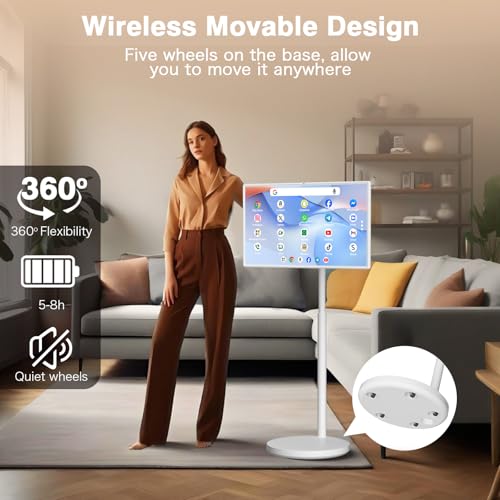 Image of 32-inch Smart Screen 4K Camera Portable TV |Wireless Portable TV on Wheels |Touch Screen Monitor | Android 13 OS (Support Google Store) Built-in Battery (5-8H) Full Swivel Rotation (8RAM+128GB)