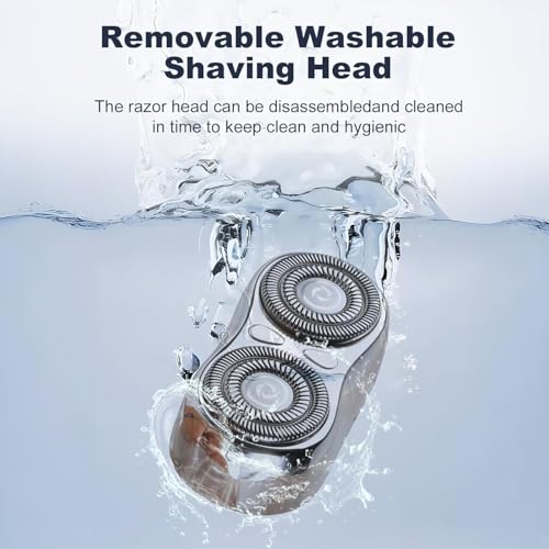 Image of Mini Electric Shaver - USB C Fast Charge Portable Small Shavers for Men | Women - Dual Head Pocket Shaver Washable Travel Electric Razor Powerful Wet & Dry Mini Razor - Easy One Button Use (Orange)