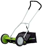 Greenworks 16-Inch Reel Lawn Mower with Grass Catcher 25052,Black/Green, 47" D x 22" W x 29.75" H