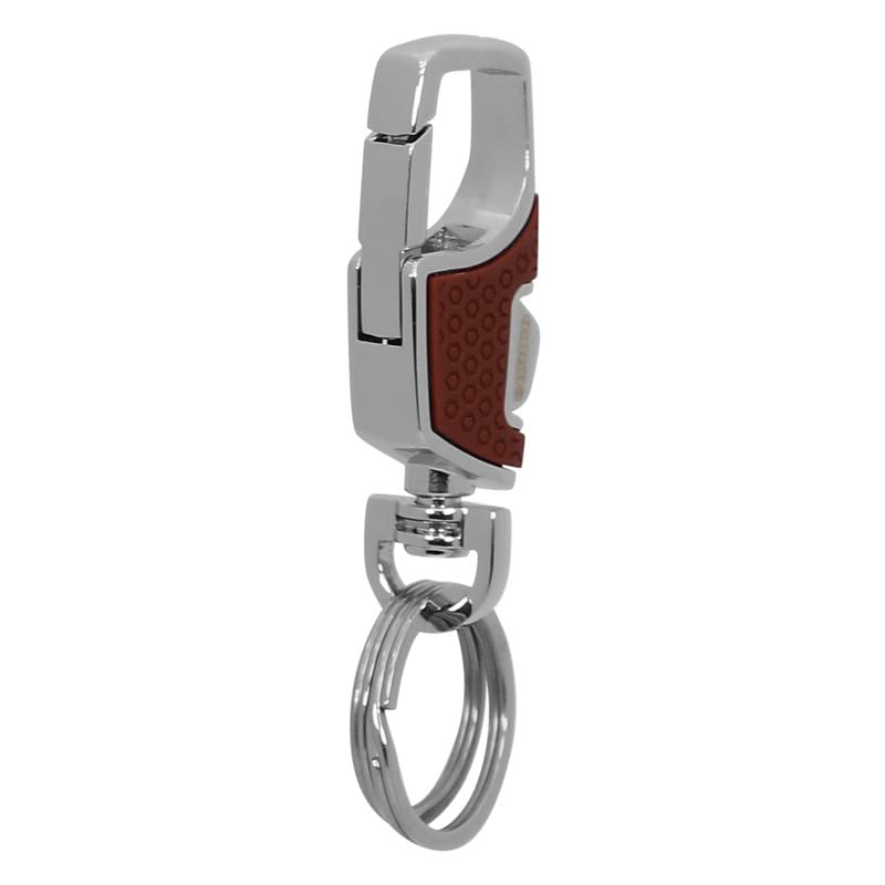 Omuda Premium Hook Locking Key Chain For Men & Women - Detachable Carabiner Keyring With 2 Rings (Brown)
