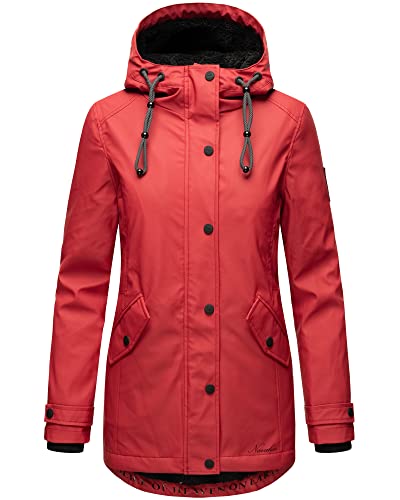 Navahoo Damen Jacke Regen Mantel Parka LINDRAA Rot S