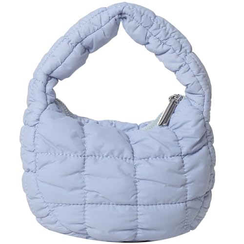 Image of Quilted MINI Handbag and Purses Women Puffer Nylon Hobo Cotton Padded Purse Work Travel Lightweight