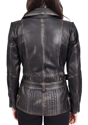 Veste en cuir de qualité supérieure Sandra coupe cintrée et zippée