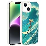 Xioolia Funda de teléfono para iPhone 16, 15, 14, 12, 13, 11, 7, 8, 6S, 6, Pro Max Plus Mini SE, funda blanca con Surfing-CE108 funda de protección de goma TPU negra