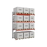 Struttura stabile e durevole kaiserkraft  Scaffale portapallet Space  zincato/arancione  alt x largh x prof 3500 x 2840 x 1100 mm  portata ripiani 2250 kg  scaffale aggiuntivo
