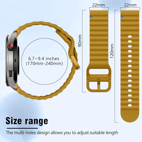Image of 22mm Silicone Watch Band Compatible with Amazfit T-Rex 3 Pro 48mm /Balance 2 /Balance /Bip 6 /Bip 5 /GTR 4 /GTR 3 /GTR 2 /GTR 47mm, Wavy Replacement Strap for Amazfit Cheetah /Stratos 3 /2s