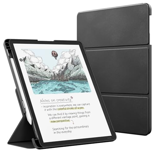 Image of MoKo Stand Case for 11 inch Kindle Scribe (3rd Generation -2025) & Kindle Scribe Colorsoft (1st Generation 2025) - Premium Leather Trifold Stand Cover with Pen Holder, Auto Sleep /Wake, Black