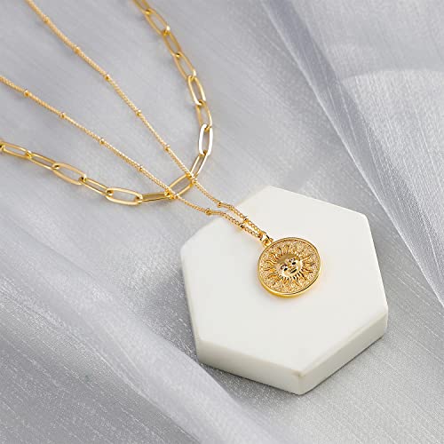 Image of MEVECCO Dainty Pendant Layered Necklaces for Women