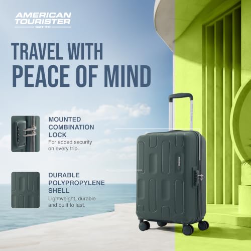 Image of American Tourister Ivy 2.0 | Small Size Cabin Trolley Bag (55 cm) | 360 8 Wheel Travel Luggage | Hard Case Polypropylene (PP) Suitcase | Combination Lock | Dark Forest