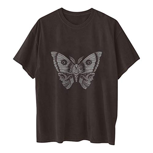 Image of Summer Y2k Tops for Womens, Casual Vintage Short Sleeve T-Shirt, Girls Oversize Loose Round Neck Elastic Tee
