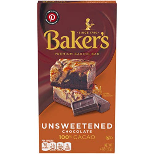 Baker's Unsweetened Baking Chocolate Bar, 4 Oz (Pack Of 2) Kosher Okd #TOP1