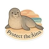 Hawaiian Monk Seal on Beach Soft Animal Illustration Sticker (2.75" x 2.5")