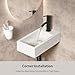OCEALAGOON 18 x 10 White Porcelain Corner Rectangle Vessel Sink, Wall Mount, Modern, Small Bathroom Sink, 17.7W x 9.6D