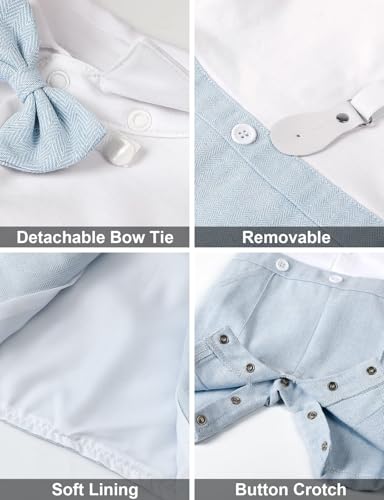 A&J DESIGN 4pcs Baby Boys Suit, Gentleman Outfits 3 Months - 18 Months, Romper & Vest & Berets Hat & Bow Tie4