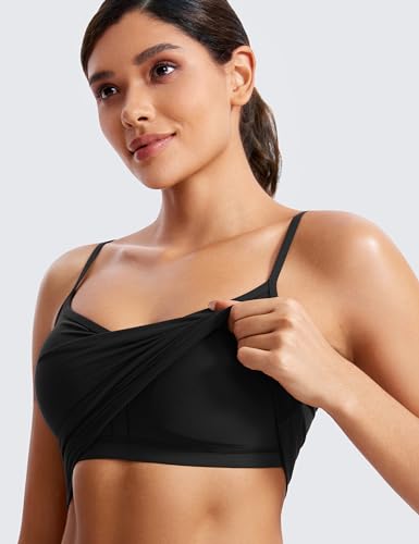 CRZ YOGA Butterluxe Womens Sweetheart Longline Sports Bra - Adjustable Thin Strap Workout Tank Tops Yoga Padded Camisole4