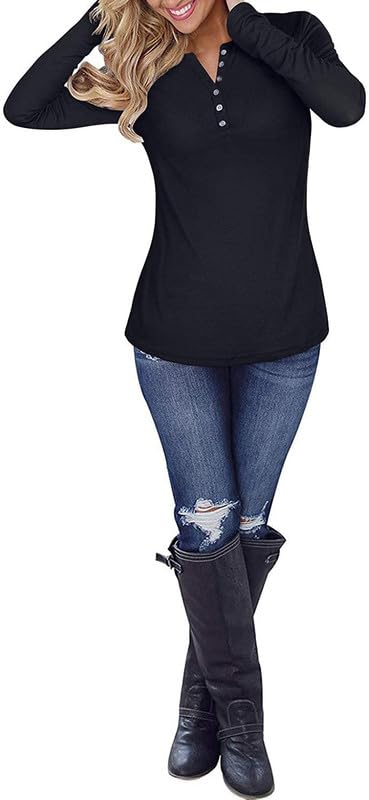 Image of Women's Regular Fit Pure Cotton Top - Elegant V-Neck with Mandarin Collar, Button-Front Design, Full Sleeves, Soft & Breathable Fabric for Stylish Casual Wear