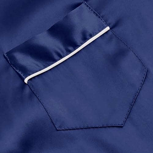 Boys Girls Ice Silk 𝐏ajamas Set Button Lightweight Short Sleeve Shirts Elastic Waist Shorts Set Comfy 𝗦leepwear3