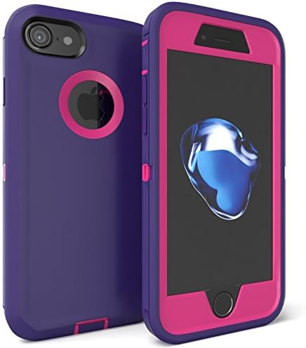 iPhone 7 Case, Viero Defender Case Heavy Duty Rugged Impact Resistant Full Body Protective Armor Military Grade Protection Belt Clip Built-in Screen Protector Case Cover for iPhone 7 - Purple/Pink