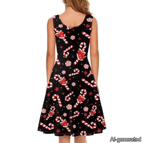 Image of Dreaweet Casual Sleeveless Dresses for Women Girls, Round Neck Tank Dresses with Pockets Summer Sundress Size XS-4XL
