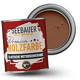 SEEBAUER diy Holzfarbe Braun 750ml für Innen & Außen (No. 600 Chestnut Tree) Hoch deckende Wetterschutzfarbe - 10 Jahre Langzeitschutz für Gartenhäuser, Holzzäune & Holzverkleidungen
