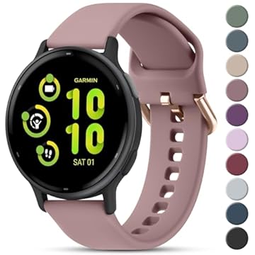 Amzpas Pulseiras de relógio Garmin Vivoactive 5, de liberação rápida, de 20 mm, pulseira esportiva de silicone macio para smartwatch Garmin Vivoactive 5/Vivoactive 3 (violeta moke)