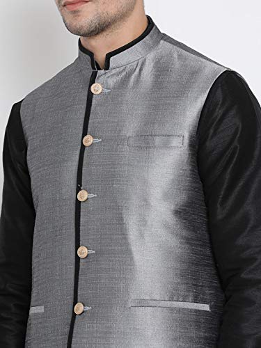 Image of VASTRAMAY Men's Beige Cotton Silk Blend Ethnic Jacket