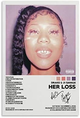 OFITIN Drake & 21 Savage Poster Her Loss Poster Album Cover Posters for Room Aesthetic Canvas Art Poster And Wall Art Picture Print Modern Family Bedroom Decor Posters 12x18inch(30x45cm)