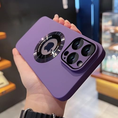 Coque iPhone 14 magnétique violet foncé antichoc et mate pour recharge sans fil
