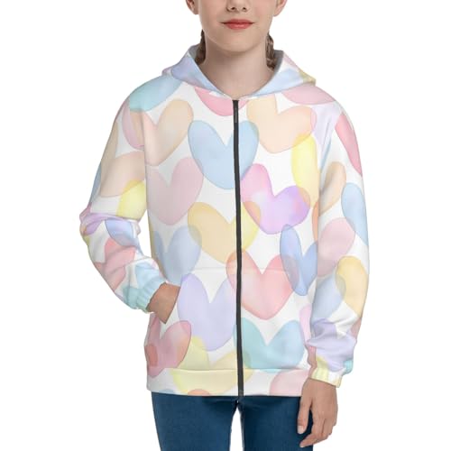 Hearts of Many Colors Kids Pullover Hoodies Boys Zip Up Sweatshirts Girls Athletic Clothes with Pocket3