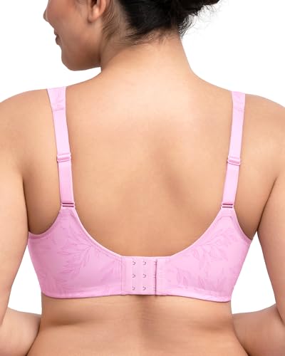 Image of HSIA Minimizer Bras for Women Plus Size, Full Coverage Coolcomfort T Shirt Unlined Bra with Underwire for Heavy Breast, Blush Pink Leaf Print 34D