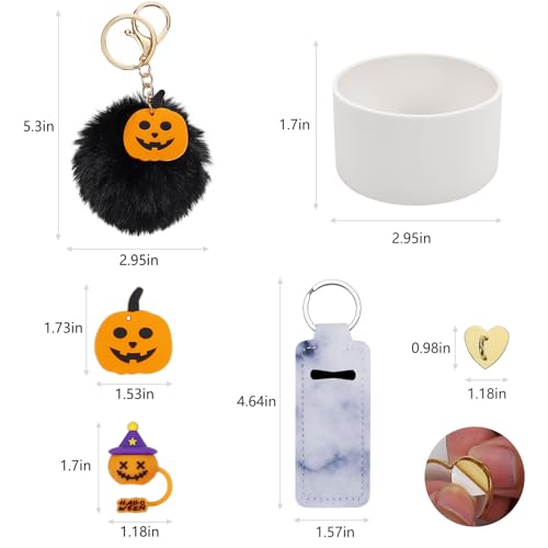 Stanley Cup Halloween Accessories Set - Silicone Straw Cover, Boot, Lipstick Holder, Charms for 40oz & 30oz Tumbler (Pumpkin) - image 2