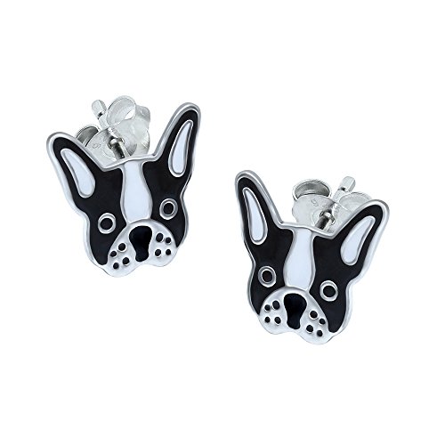 Orecchini Bulldog francese in argento Sterling