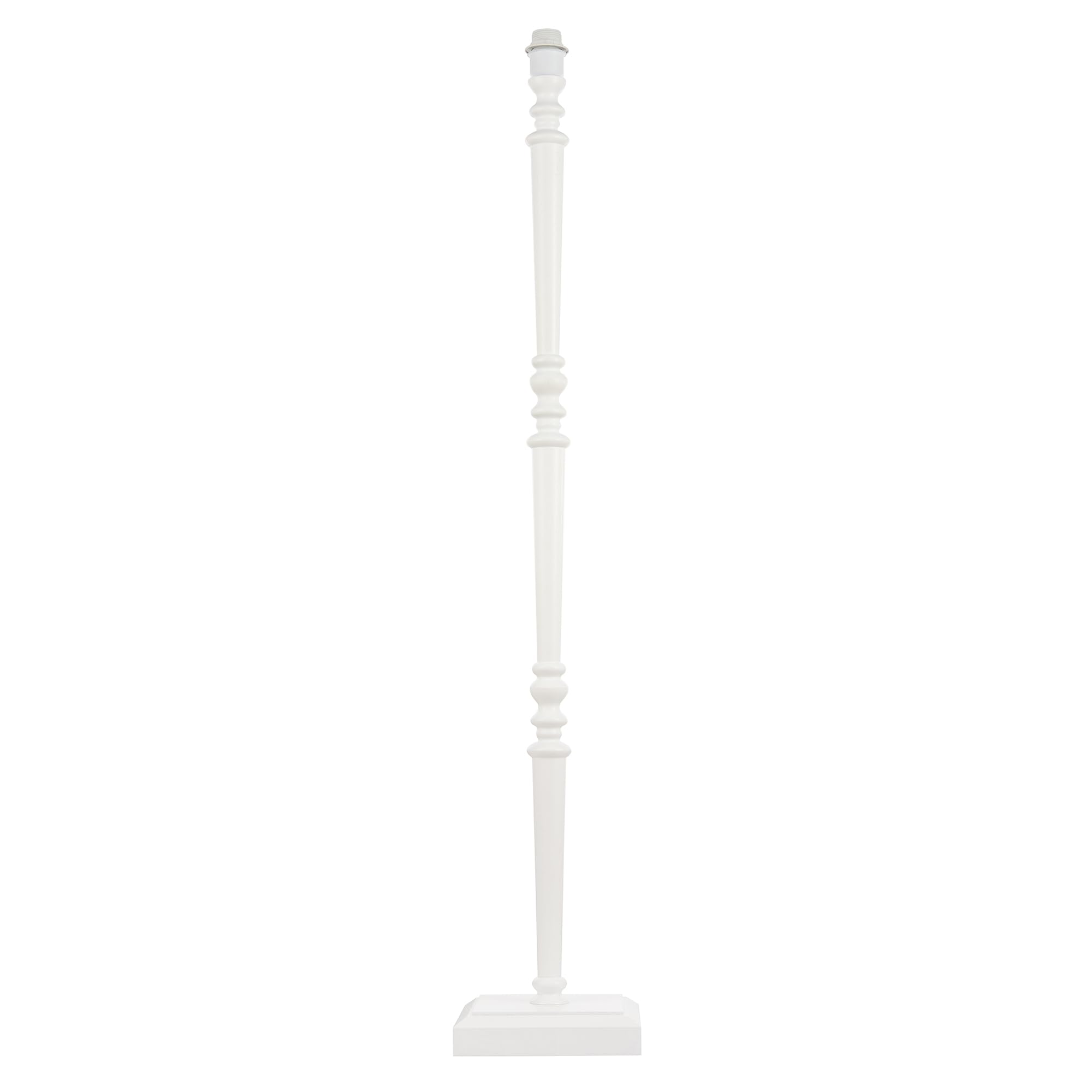 Rackhams White Chic Wood Standing Floor Lamp With Square Base And Foot Switch