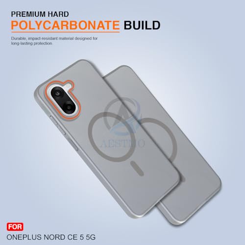 Image of AESTMO OnePlus Nord CE 5 5G Back Cover | Slim Hard Shell | Matte Frosted Hard Back Translucent Back Cover for OnePlus Nord CE 5 5G (Compatible with MagSafe Accessories, Grey)