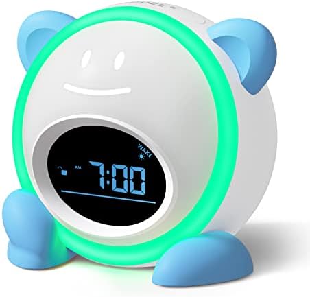 Windflyer OK to Wake Clock for Kids, Sleep Training Clock with Night Light and Sound Machine, Kids Alarm Clock for Bedrooms, Blue