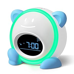 OK to Wake Clock for Kids, Sleep Training Clock with Night Light and Sound Machine, Kids Alarm Clock for Bedrooms (Blue)