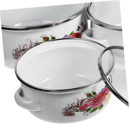 Set de marmites émail pot de cuisson à fond plat pour soupe - 8