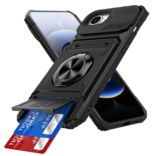 Étui portefeuille iPhone 16e noir antichoc coque porte-cartes 6,1 pouces