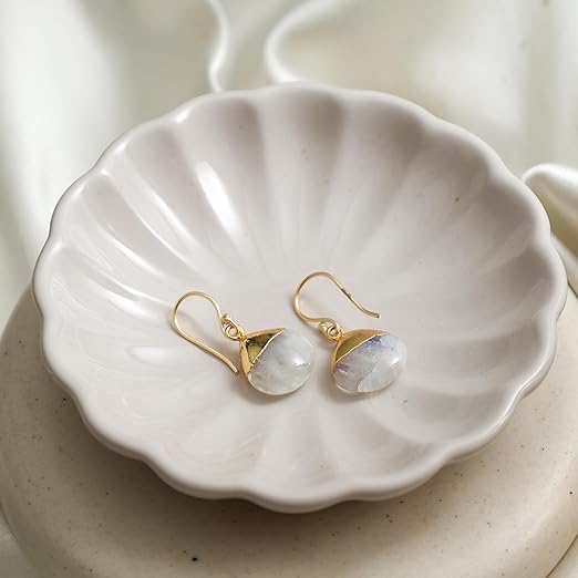 Gempires Natural Pear Cabochon Hook Earring, Meditation Earring, Handamde Jewelry, Gift for Her - Image 3