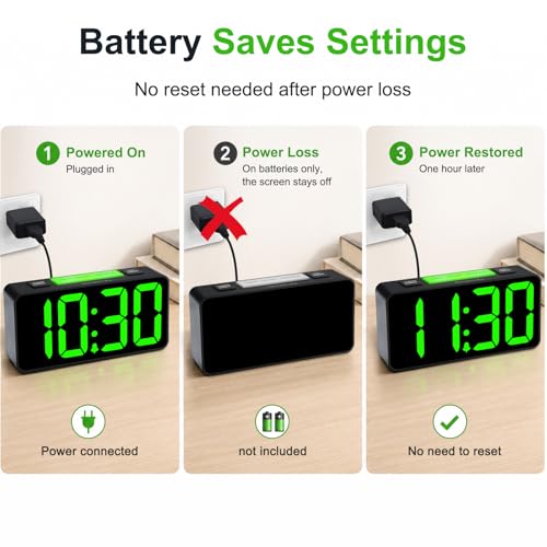 Image of DreamSky Small Digital Alarm Clock with Night Light for Kids Bedroom | RGB Desk Clock with Large Numbers for Teens Boys, Brightness Dimmer, Adjustable Alarm Volume, USB Port, USB-C Adapter Powered