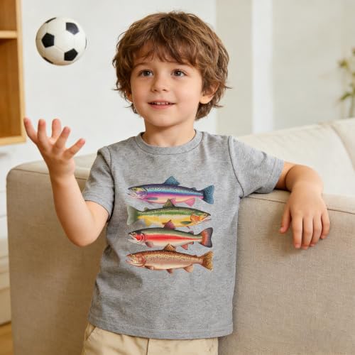 Image of Kids Short Sleeve Tees Toddler Crewneck T-Shirts Boys Girls Dino Raccoon Excavator Silly Goose Flower Girl Tops 2-7 Years