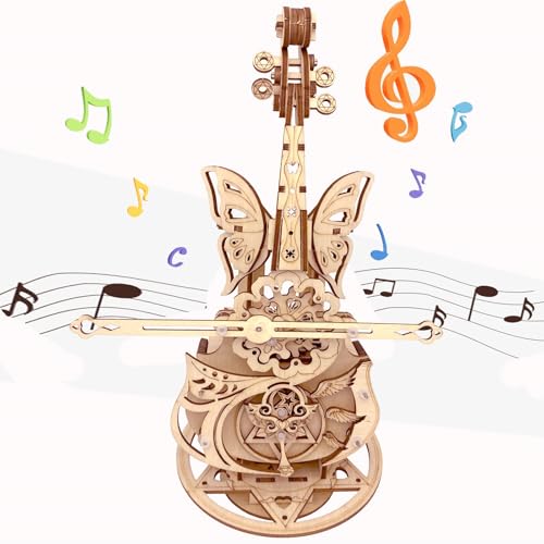 3D Puzzle Holz Modellbausätze für Erwachsene - DIY Cello-Spieluhr Mechanische Puzzles BAU Handwerk Kits für Alter 15+ Jahre alt