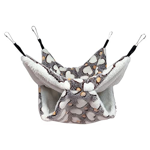 SOBW Hamac grotte à 2 niveaux - Lit suspendu moelleux - Jouet intellectuel avec crochet pour rats, chinchillas, hamsters, furets, rongeurs, Coffee Heart, 20
